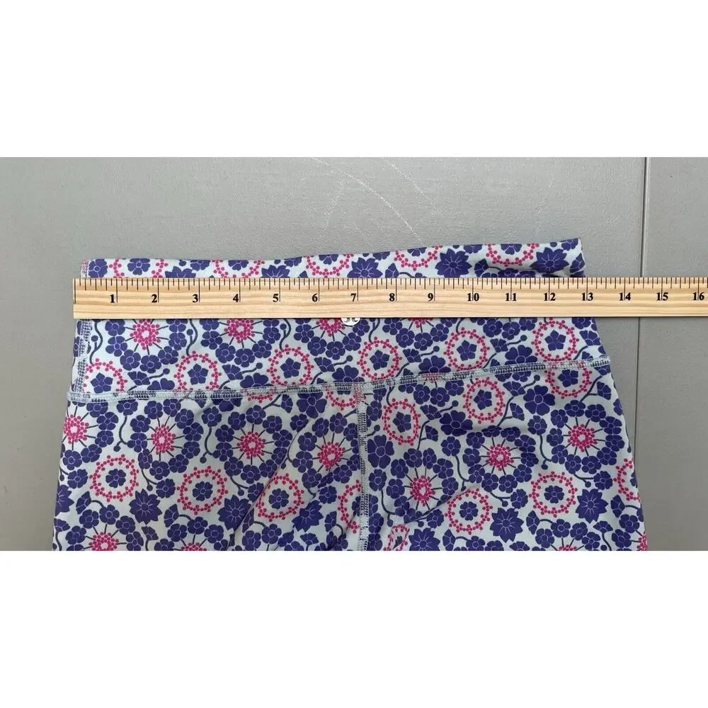 Lululemon Wunder Under Twiggy Crop 6 Pants Purple Pink Aquamarine Floral‎